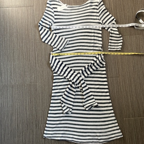 Anthropologie T.la Becky Charcoal/Cream Striped Front Tie Midi Dress XS NWT - Picture 10 of 12